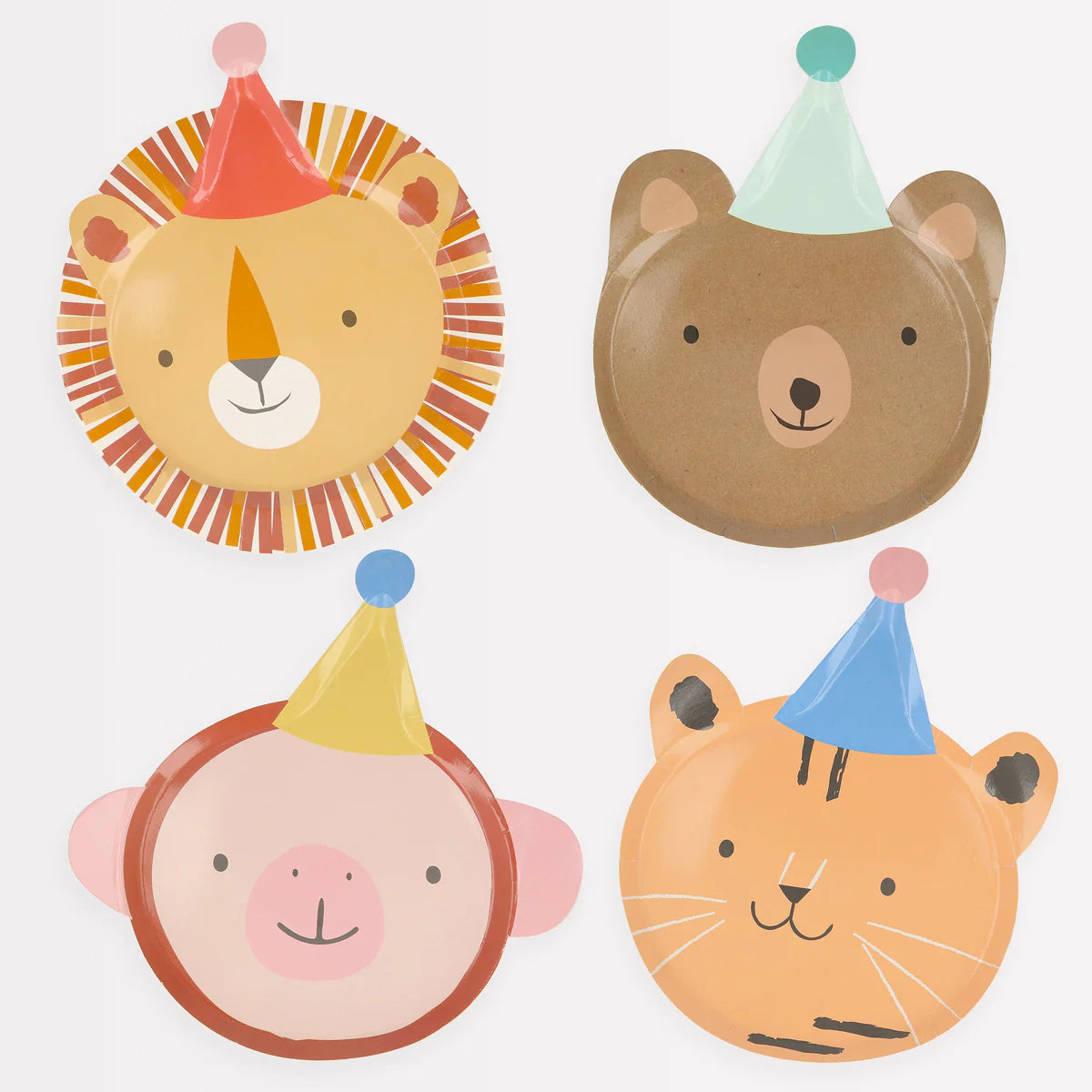 Meri Meri Animal Parade Die Cut plates (x8)