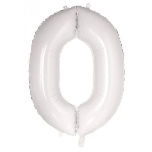 Foil Number Zero Balloon White