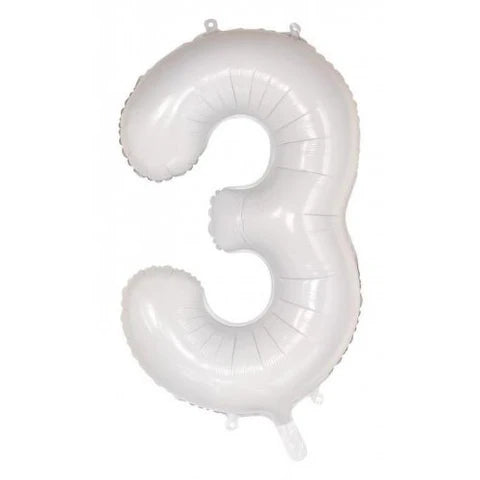 Foil Number Three Balloon White