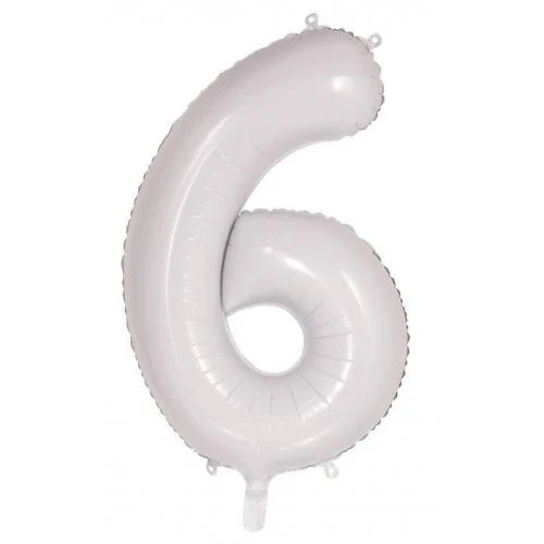 Foil Number Six Balloon White