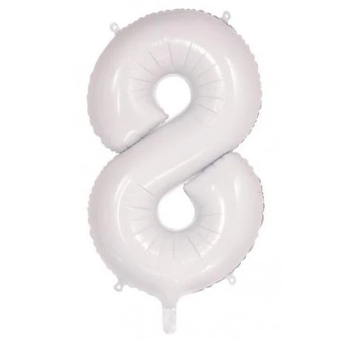 Foil Number Eight Balloon White
