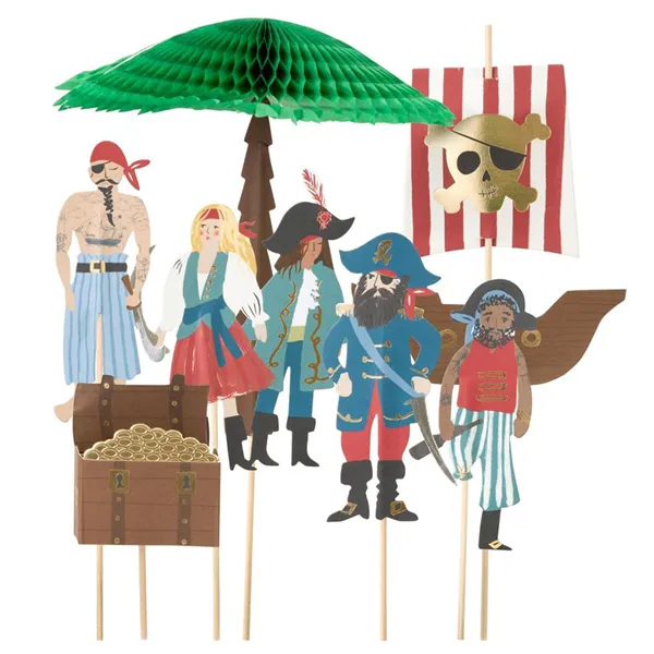 Meri Meri Pirates & Palm Tree Cake Toppers (x 7)