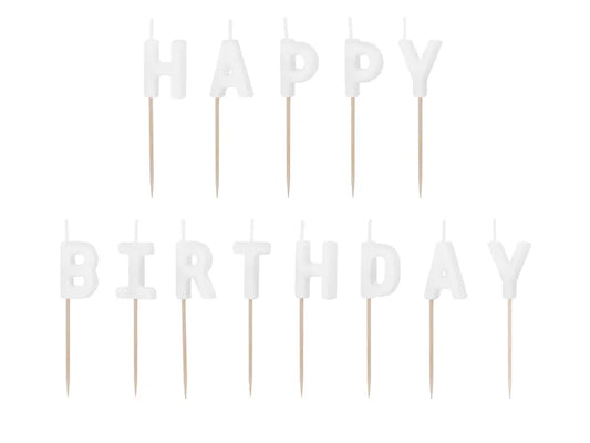 Happy Birthday White Candles